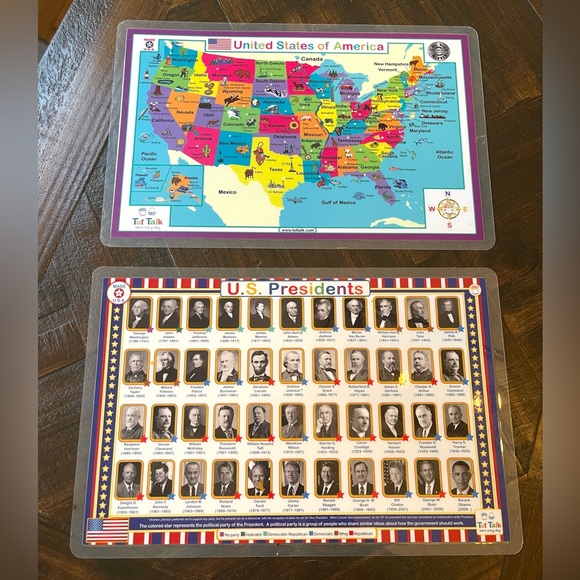 Tot Talk Other Set Of 2 Tot Talk Educational Placemats Presidents